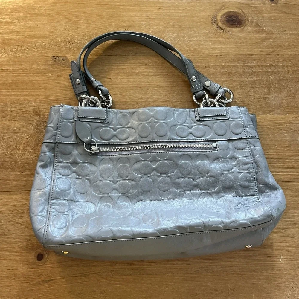Coach Penelope F16577 Gray Embossed Signature C Satchel Handbag Purse